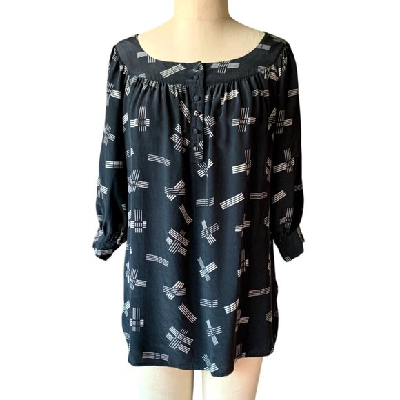 Urban Outfitters Lux Silk Pattern Black Tunic Top Dark Fairy Witchy Whimsigoth - Picture 1 of 13